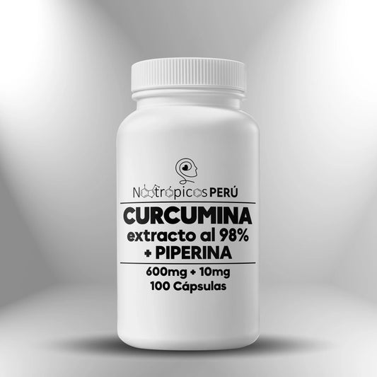 Curcumina 98% + Piperina 600mg - 100 cápsulas Nootrópicos Perú