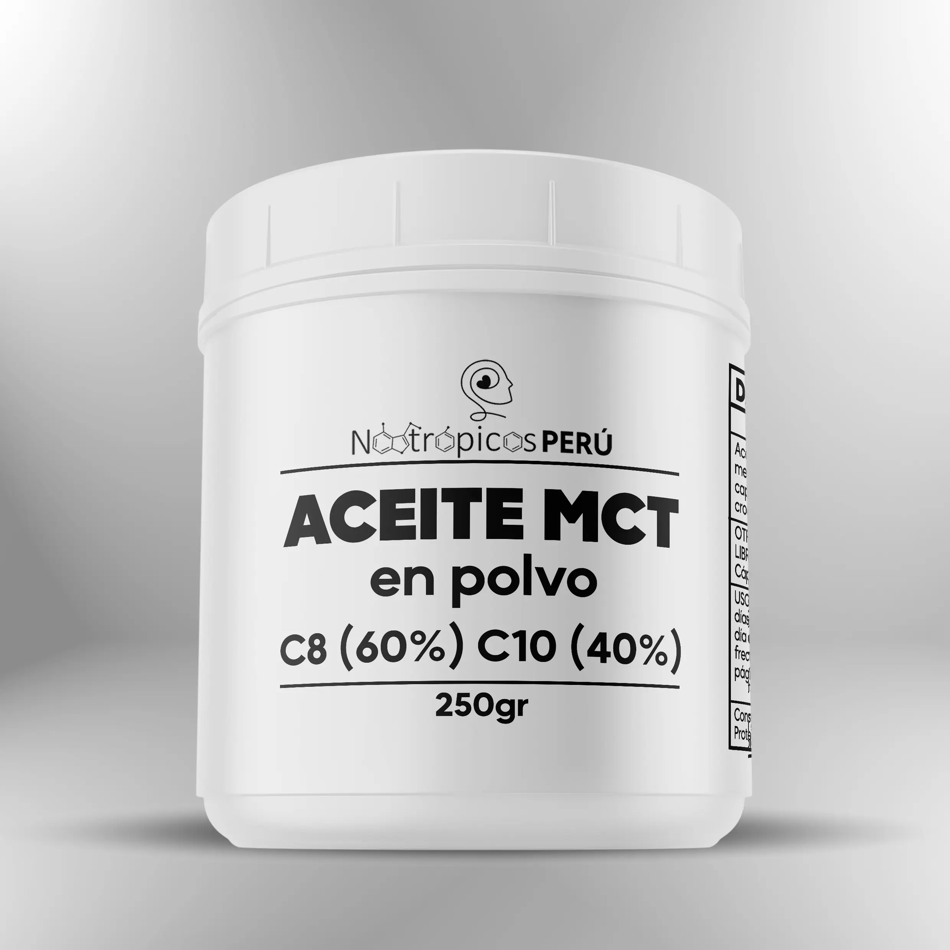 Aceite MCT en polvo C8 (60%) C10 (40%) ► 250gr Nootrópicos Perú