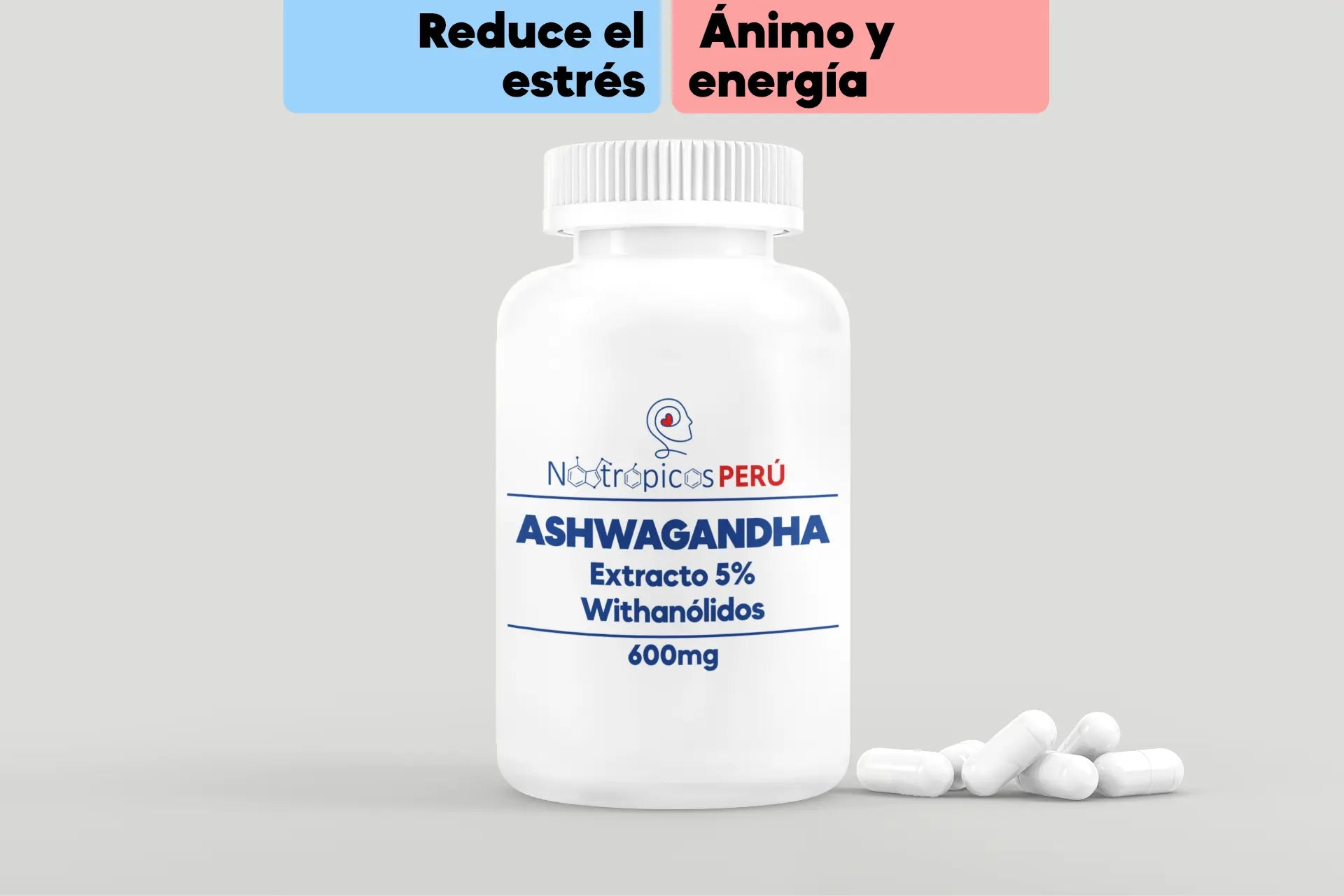 Ashwagandha 600mg (extracto 5% Withanólidos) - 100 cápsulas Nootrópicos Perú