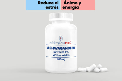 Ashwagandha 600mg (extracto 5% Withanólidos) - 100 cápsulas Nootrópicos Perú