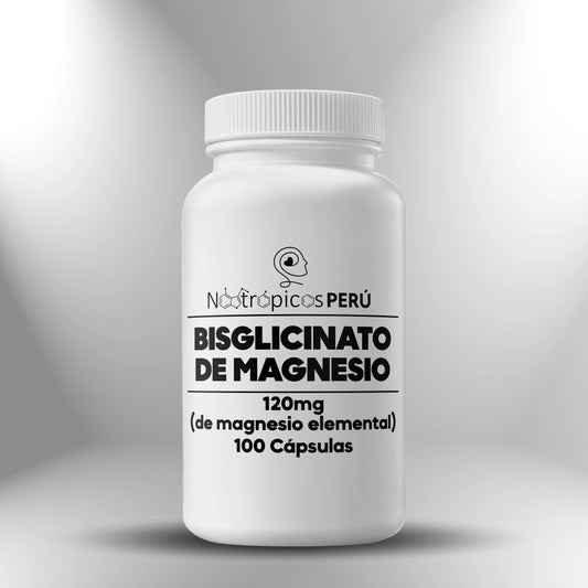 Bisglicinato de Magnesio 120mg (Magnesio elemental) - 100 cápsulas Nootrópicos Perú
