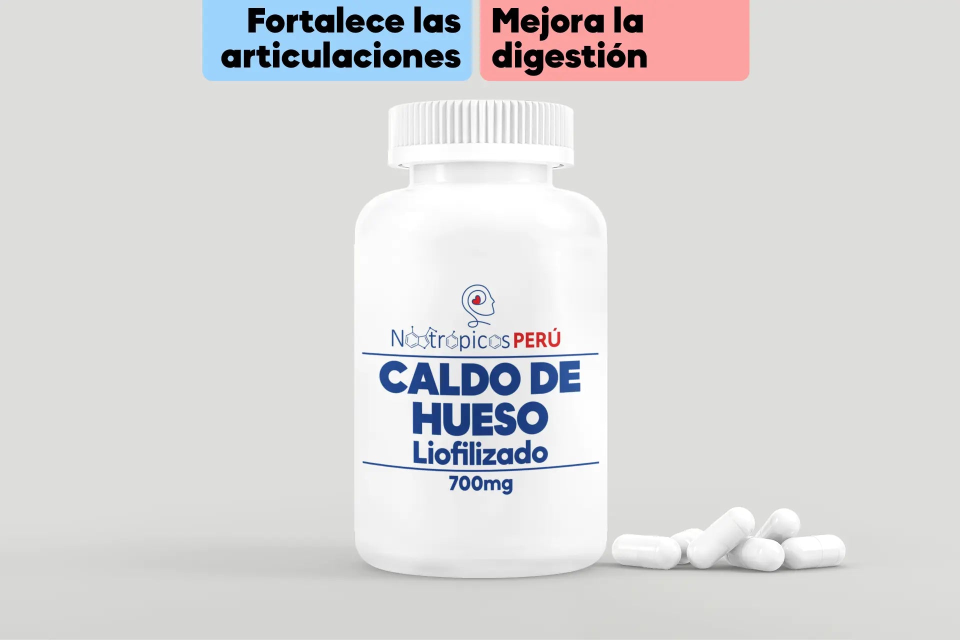 Caldo de hueso liofilizado 700mg - 120 cápsulas Nootrópicos Perú