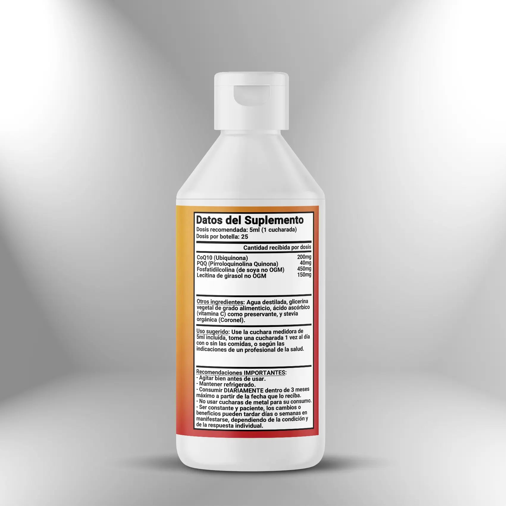 CoQ10 + PQQ Liposomal (200mg + 40mg x 5ml) - 250ml (50 dosis) Nootrópicos Perú