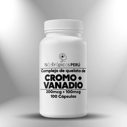 Cromo + Vanadio (200mcg + 100mcg) - 100 cápsulas Nootrópicos Perú