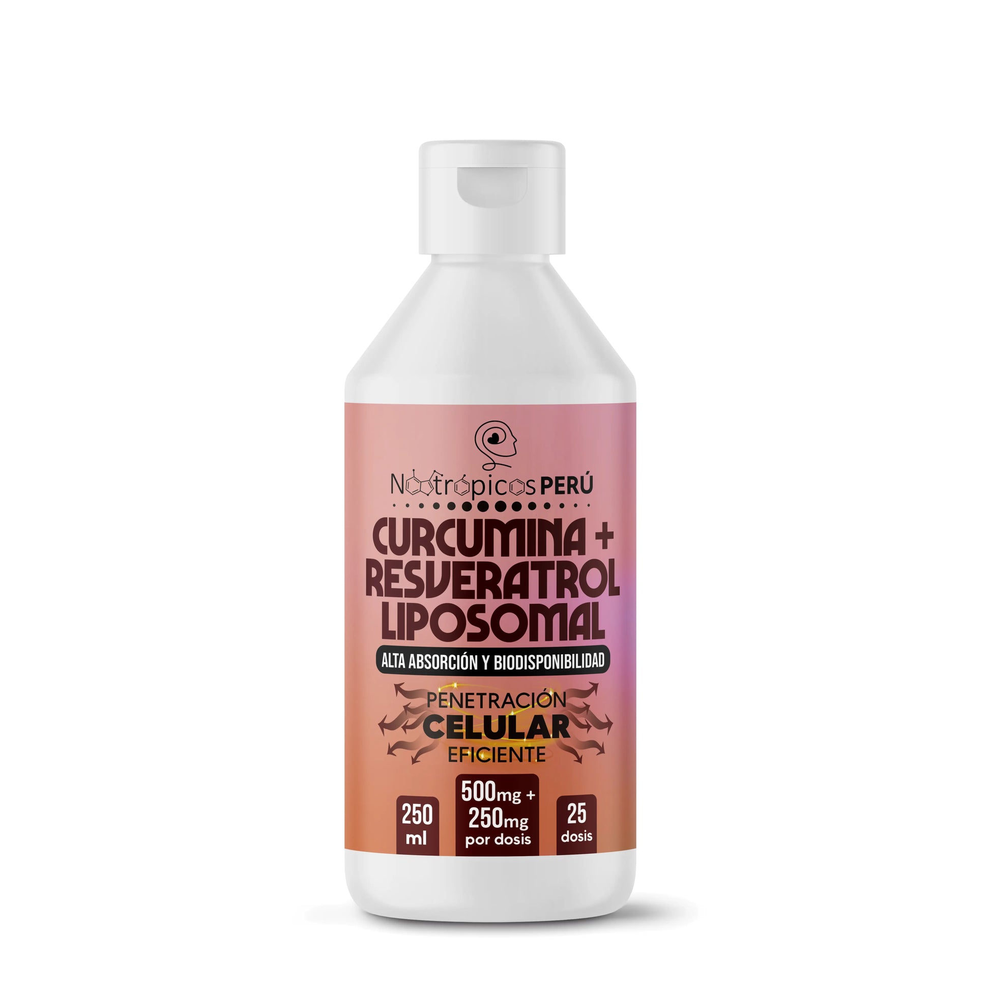 Curcumina + Resveratrol Liposomales (500mg + 250mg x 10ml) - 250ml (25 dosis) Nootrópicos Perú