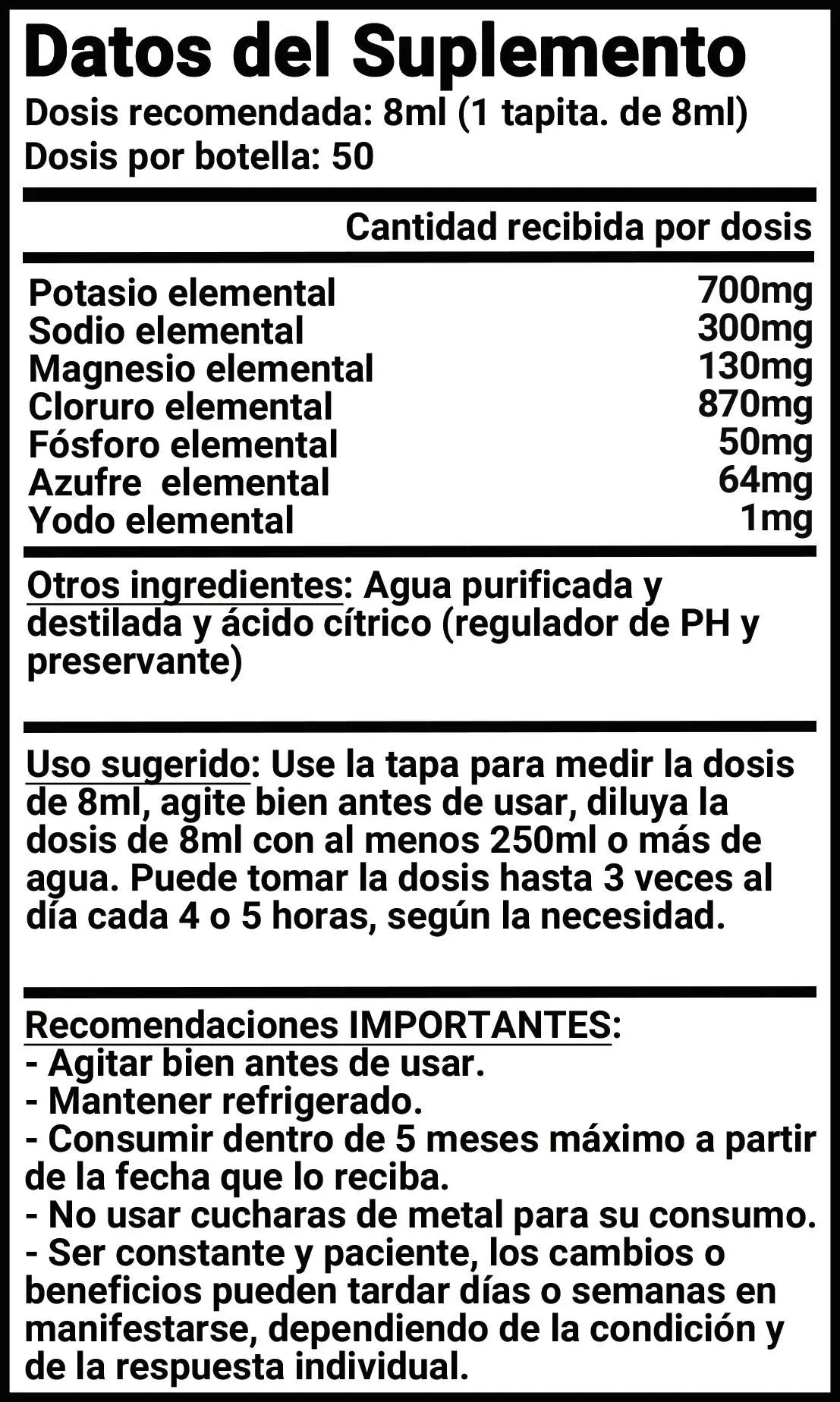 E-Lite (Electrolitos concentrados) 250ml - 31 dosis Nootrópicos Perú