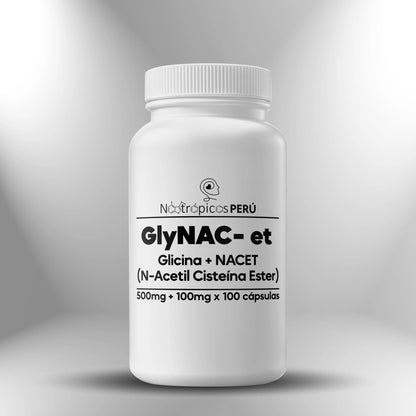 GlyNAC-et (Glicina + NACET) 500mg + 100mg - 100 cápsulas Nootrópicos Perú