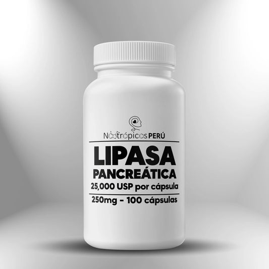 Lipasa Pancreática 250mg (25,000 USP por cápsula) ► 100 cápsulas Nootrópicos Perú