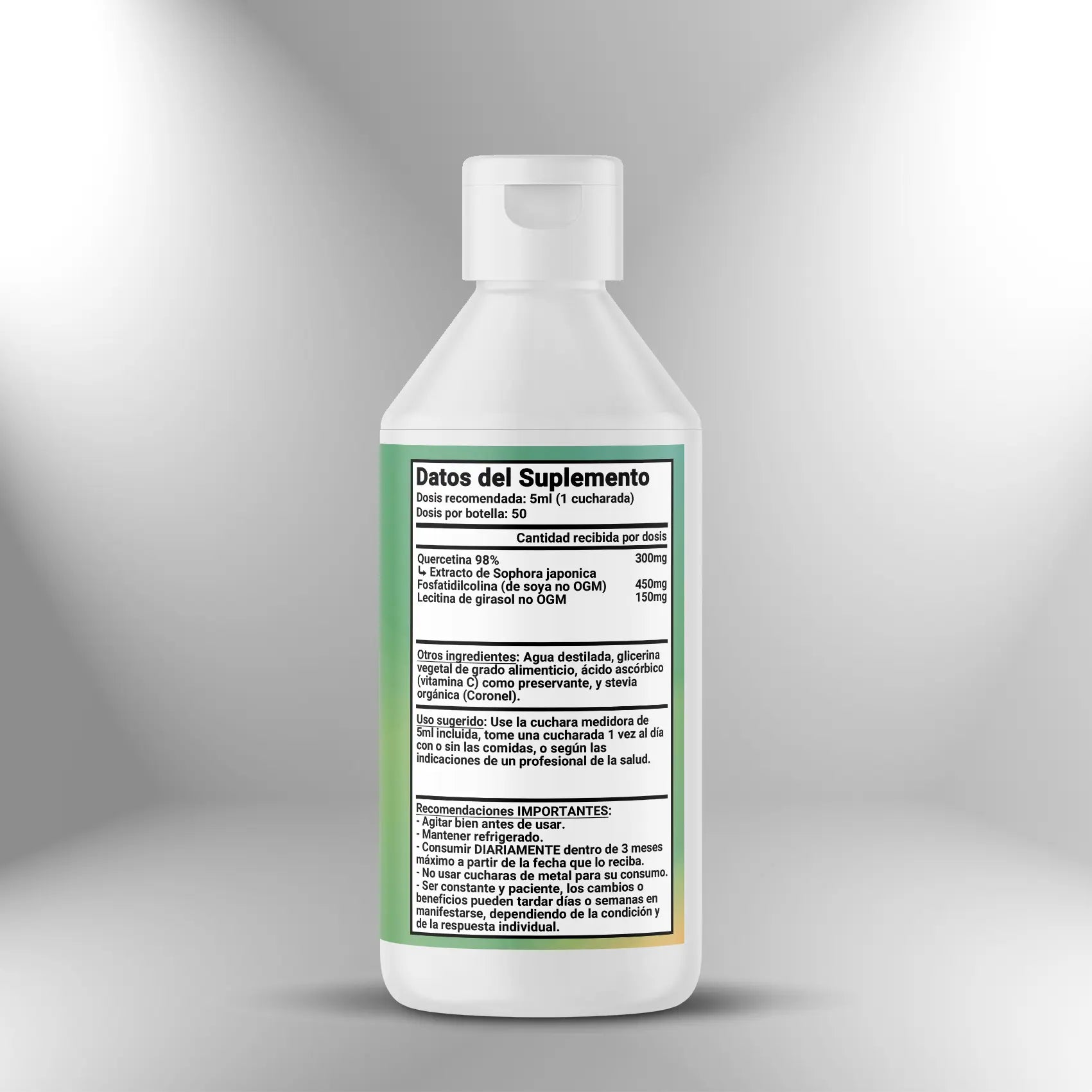Quercetina Liposomal (300mg x 5ml) - 250ml (50 dosis) Nootrópicos Perú