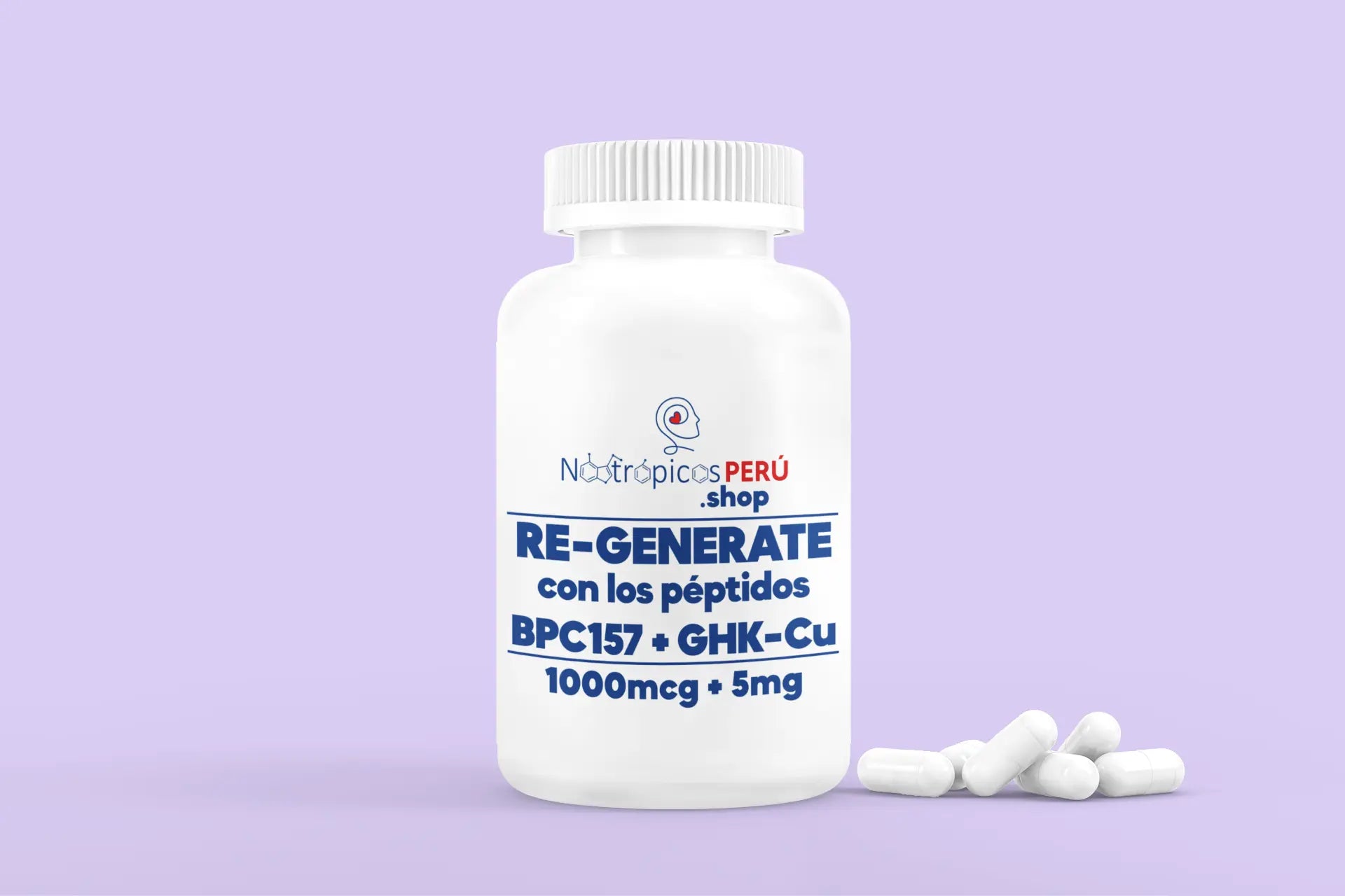 Re-Generate (Péptidos BPC 157 + TB500 + GHK-Cu) - 50 cápsulas Nootrópicos Perú
