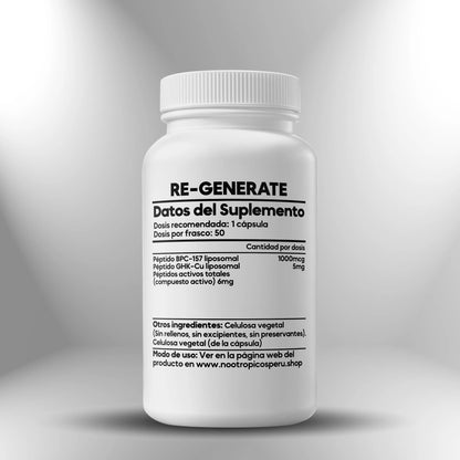 Re-Generate (Péptidos BPC157 + GHK-Cu Liposomal) - 50 cápsulas Nootrópicos Perú