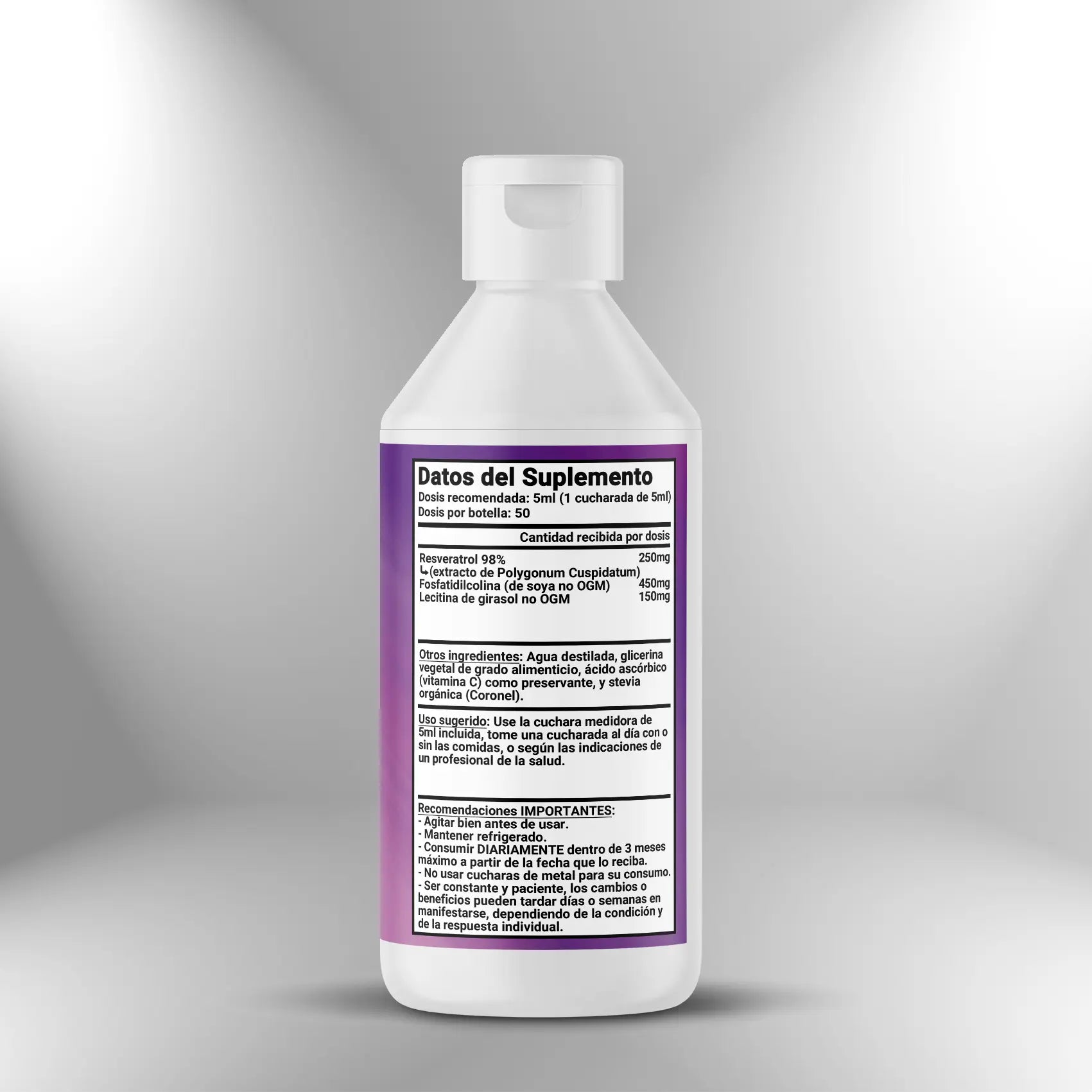 Resveratrol Liposomal (250mg x 5ml) - 250ml (50 dosis) Nootrópicos Perú