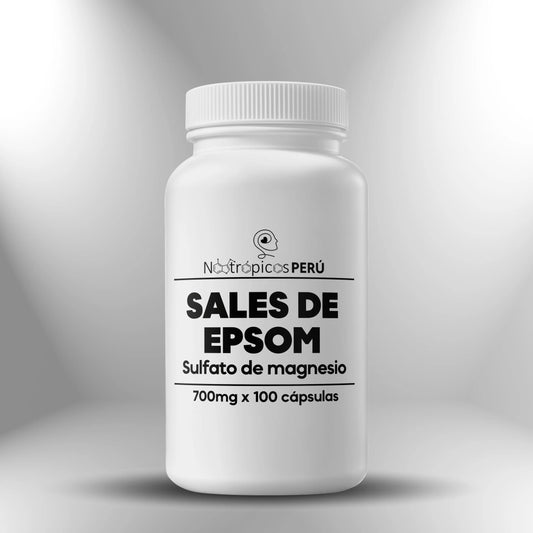 Sales de epsom (Sulfato de magnesio) 700mg - 100 cápsulas Nootrópicos Perú