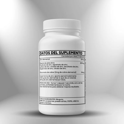 Siete Zincs + Cobre (50mg Zinc elemental) - 100 cápsulas Nootrópicos Perú