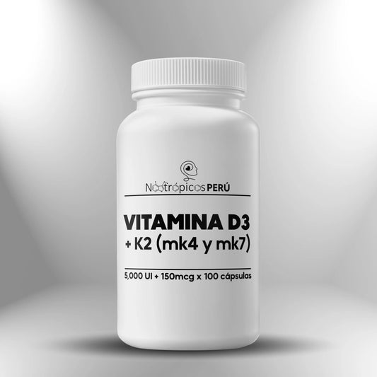 Vitamina D3 (5000UI) + Vitamina K2 (150mcg) - 2 presentaciones Nootrópicos Perú