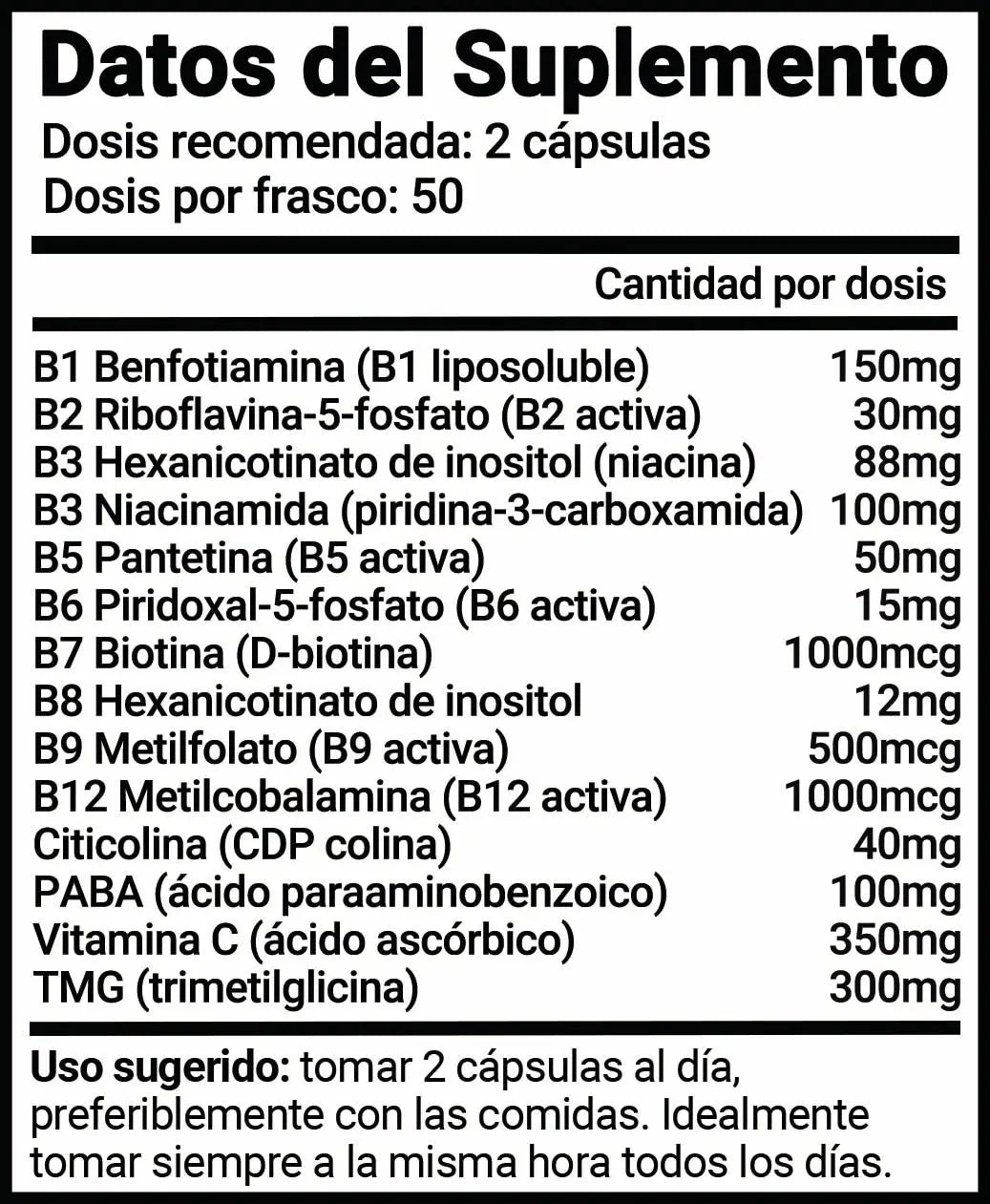 Vitaminas B Activadas (Complejo B-Active) - 100 cápsulas Sagrada Microdosis