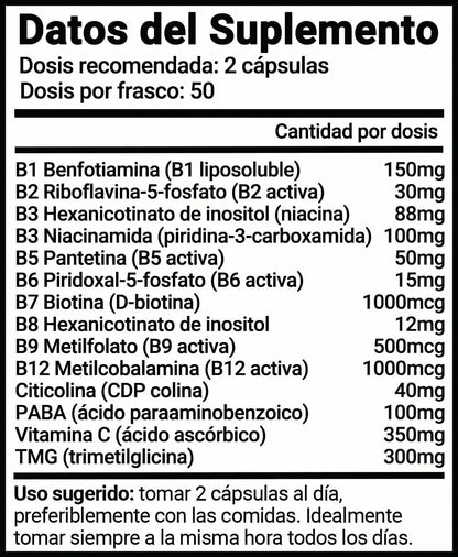 Vitaminas B Activadas (Complejo B-Active) - 100 cápsulas Sagrada Microdosis