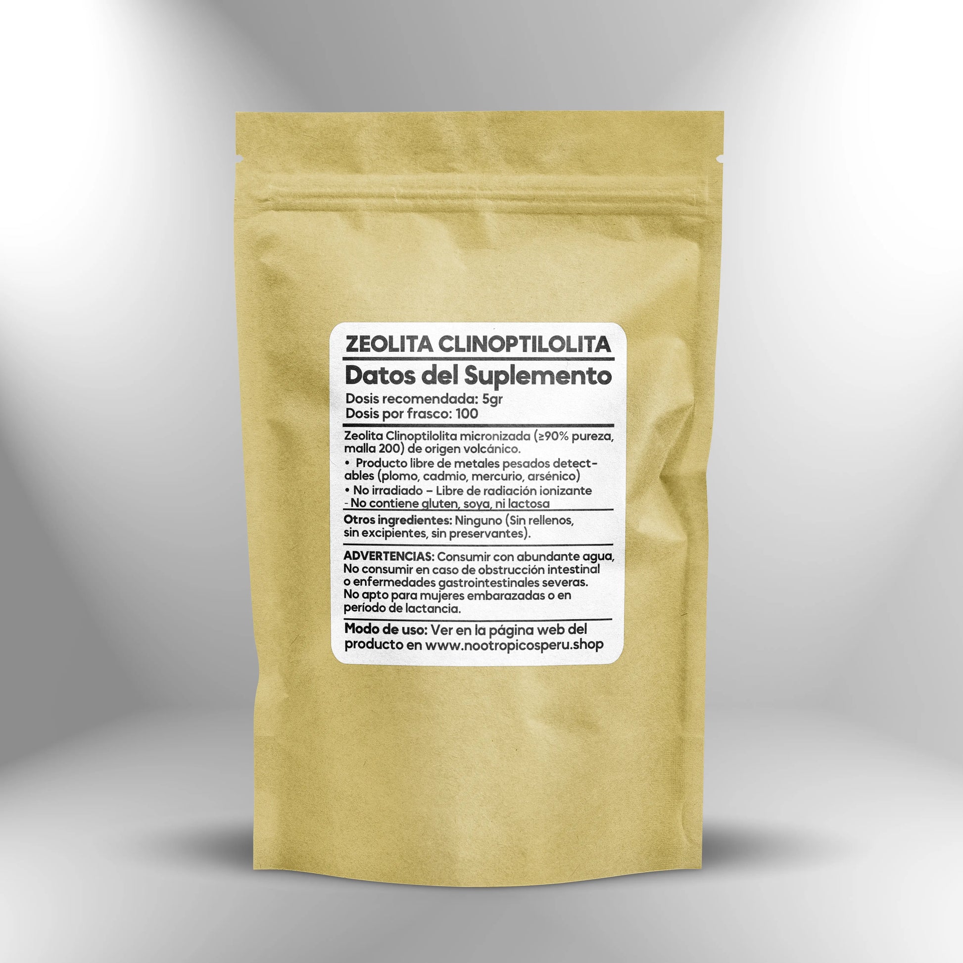 Zeolita Clinoptilolita Micronizada (Consumo humano) - 500gr Nootrópicos Perú